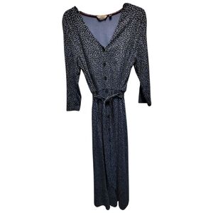 Boden Elegant Blue Patterned Midi Dress - Size US 12R